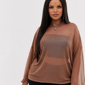 Brown oversized mesh hoodie Sz18